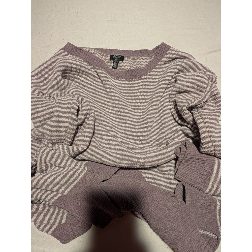 Jones New York Signature Mauve Striped Chenille Sweater Womens XL Crew Neck - Picture 4 of 5
